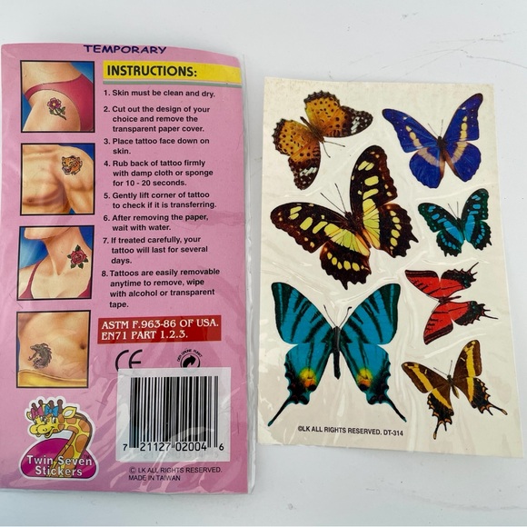 VINTAGE Y2K Butterflies Temporary TATTOOS - Picture 4 of 5